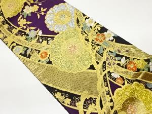 紙布曲線に華紋・花唐草模様織出し袋帯